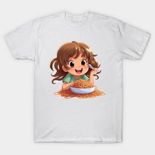 Cute Girl Eating Spaghetti T-Shirt